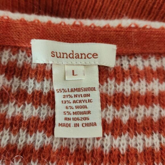 Sundance Lambswool Blend Button Front Striped Cardigan Size Large - Picture 5 of 5